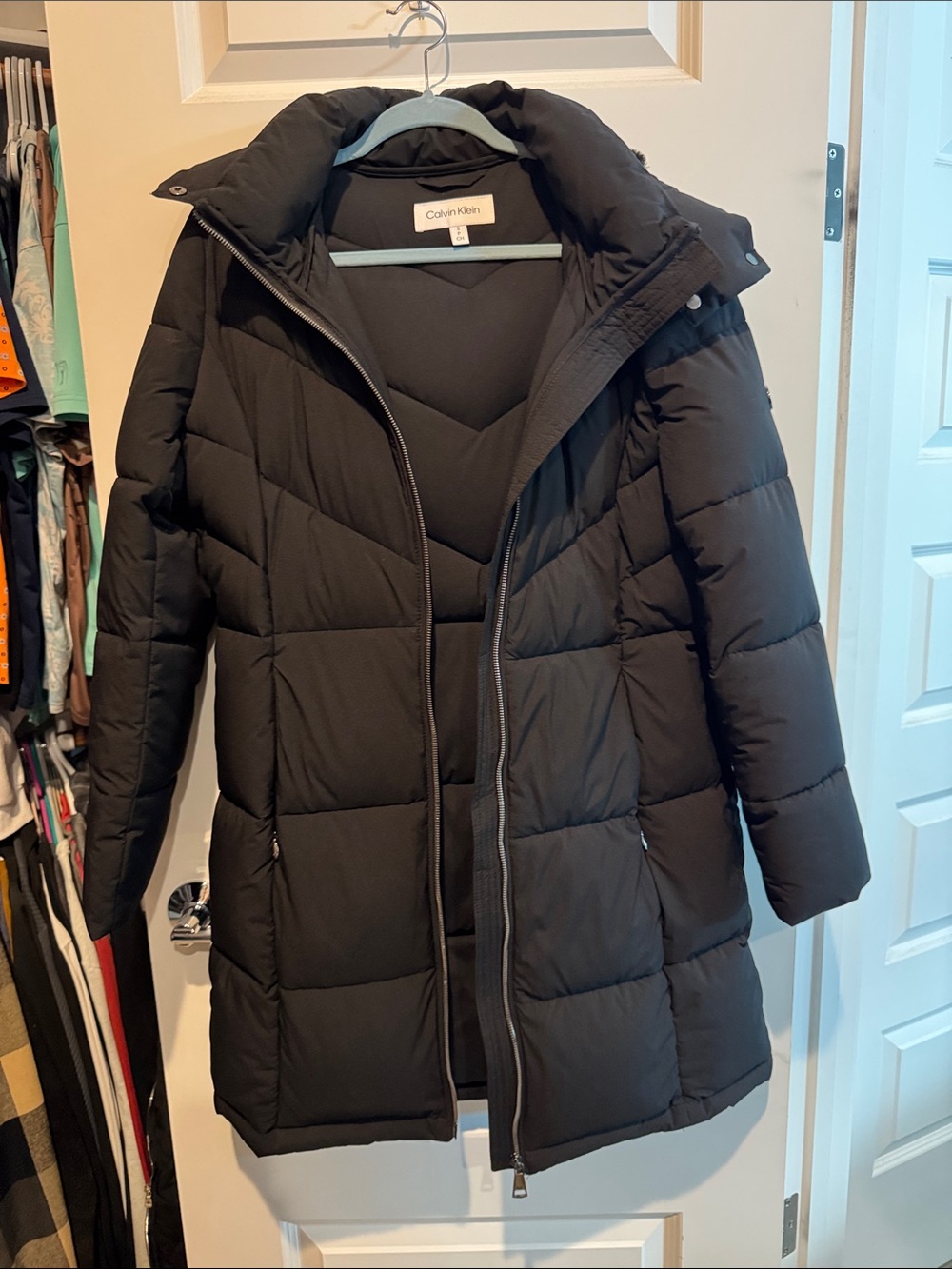 Calvin Klein Black Quilted Long Puffer Coat